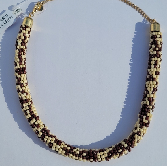 NWT Free People Diving in Choker in Brown/ Beige - Picture 2 of 5